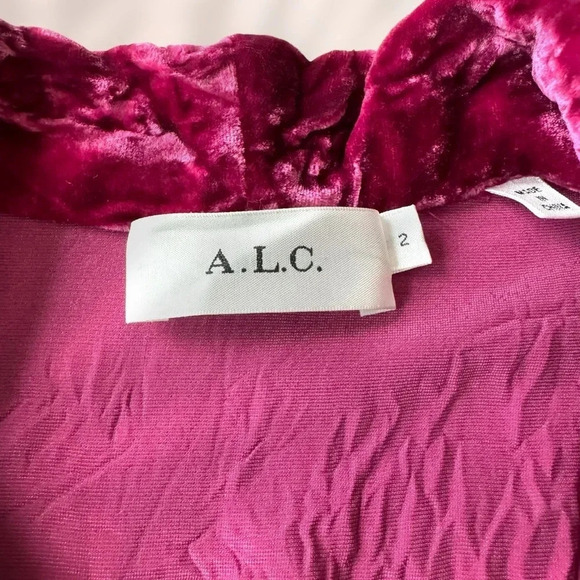 A.L.C. Kiera Velvet Dress Whimsigoth Fuchsia Pink Size 2 - Picture 9 of 13